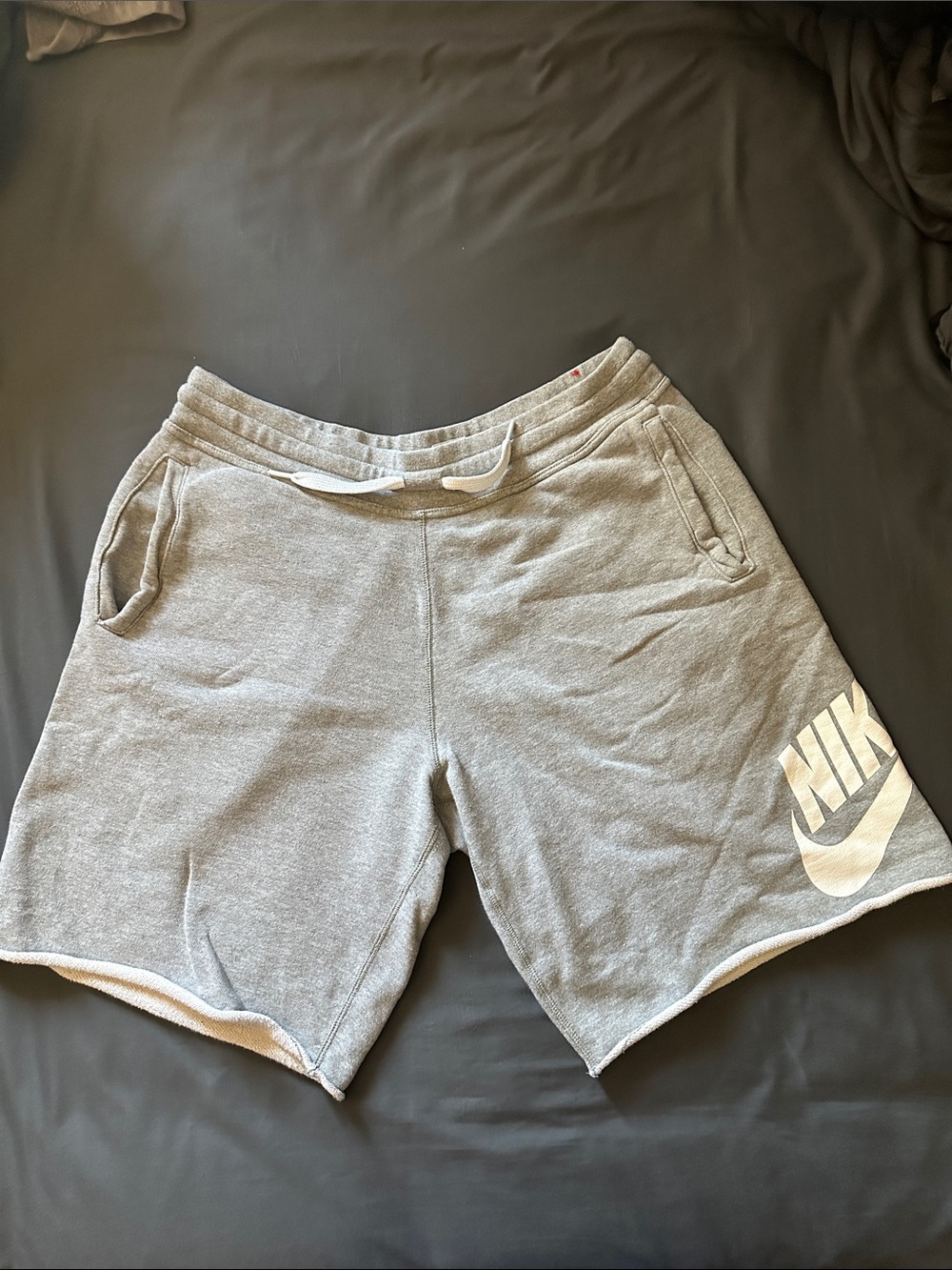 Nike Men’s Light Gray Athletic Shorts with White Logo